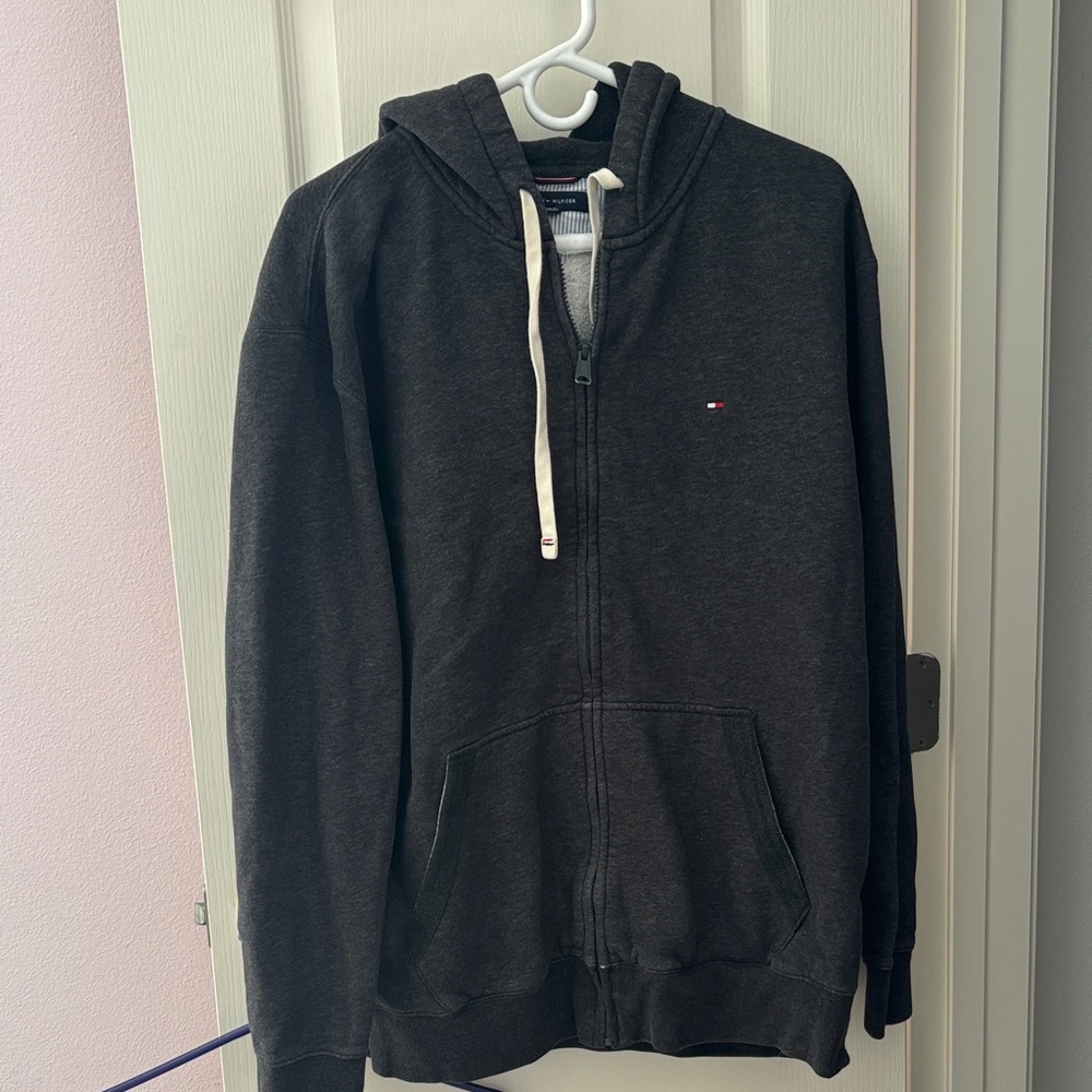 Tommy Hilfiger Men's Dark Gray Zip-Up Sweater